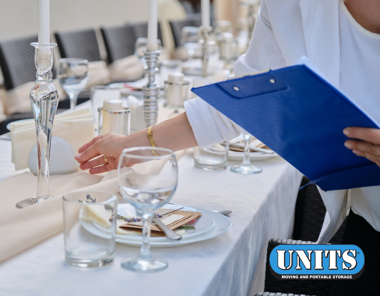 a person setting a table with UNITS logo