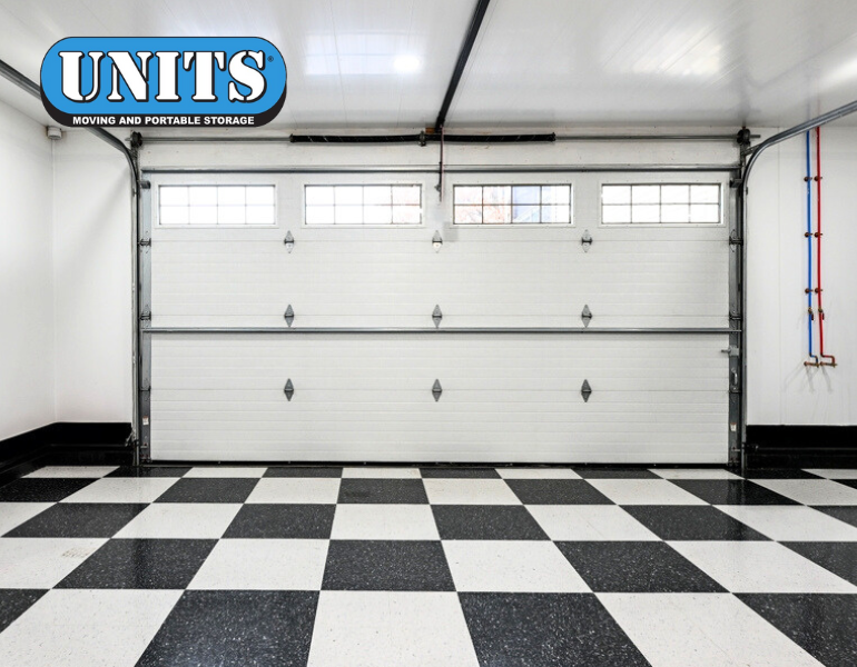 garage floor with units logo