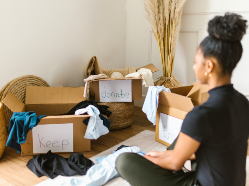 Woman Decluttering Before a Move