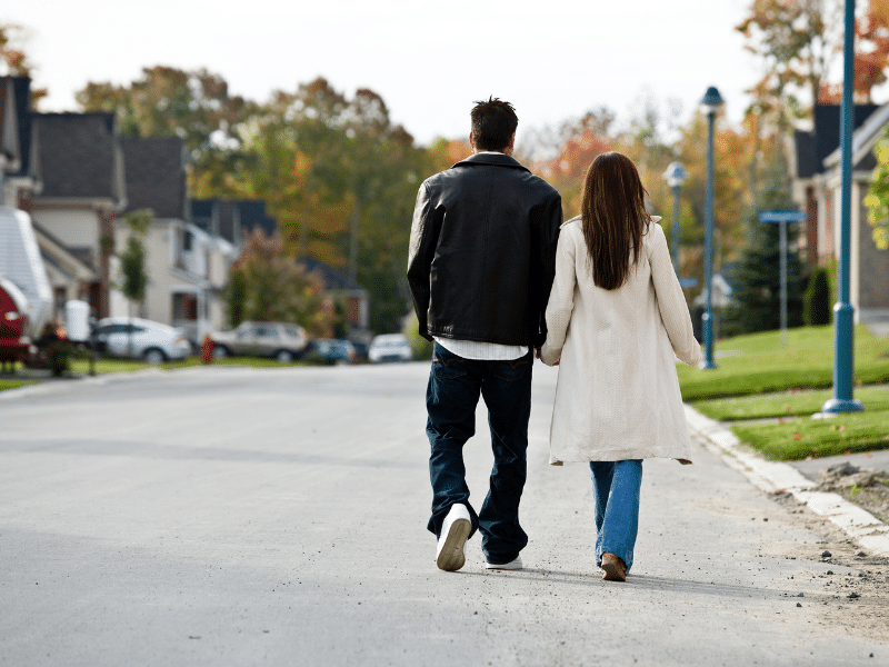 Family exploring new neighborhood