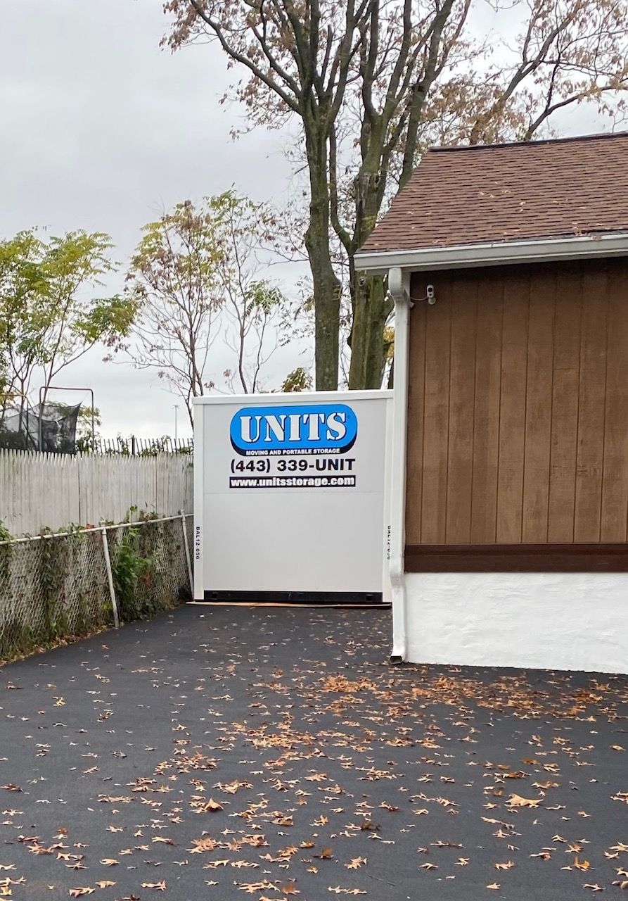 UNITS Moving and Portable Storage container stored in driveway in Baltimore Maryland