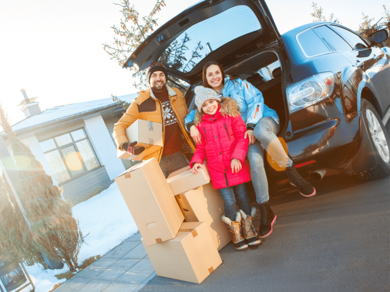 family moving in the winter