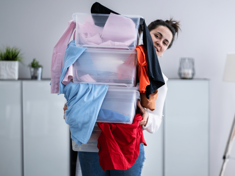 woman in the middle of home organization