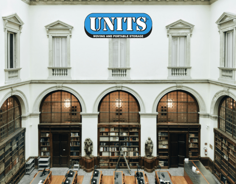 a pic of a library and units logo