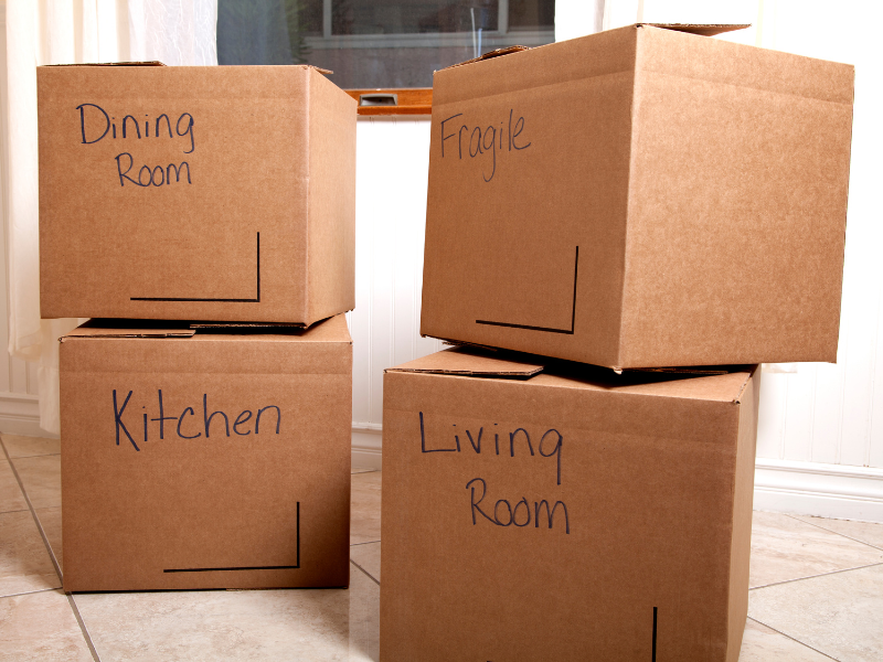 packing and stacking moving boxes