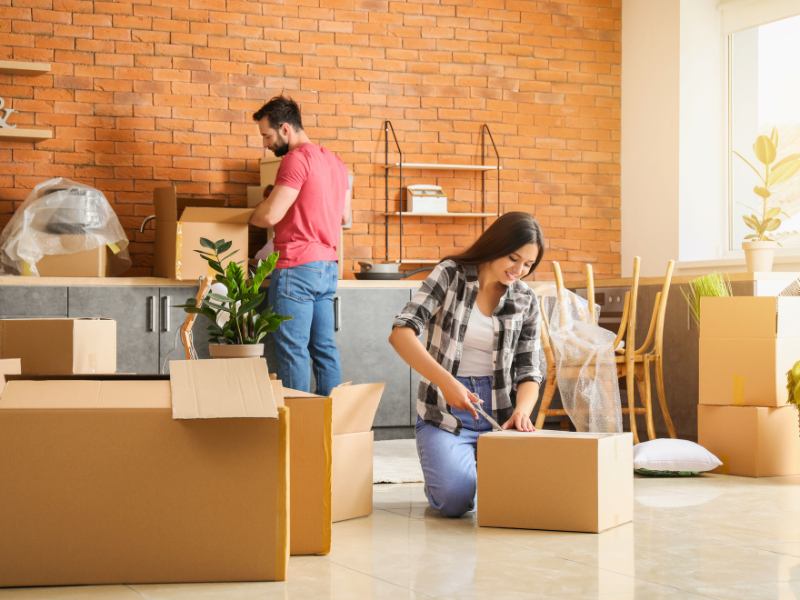 couple unpacking after a move