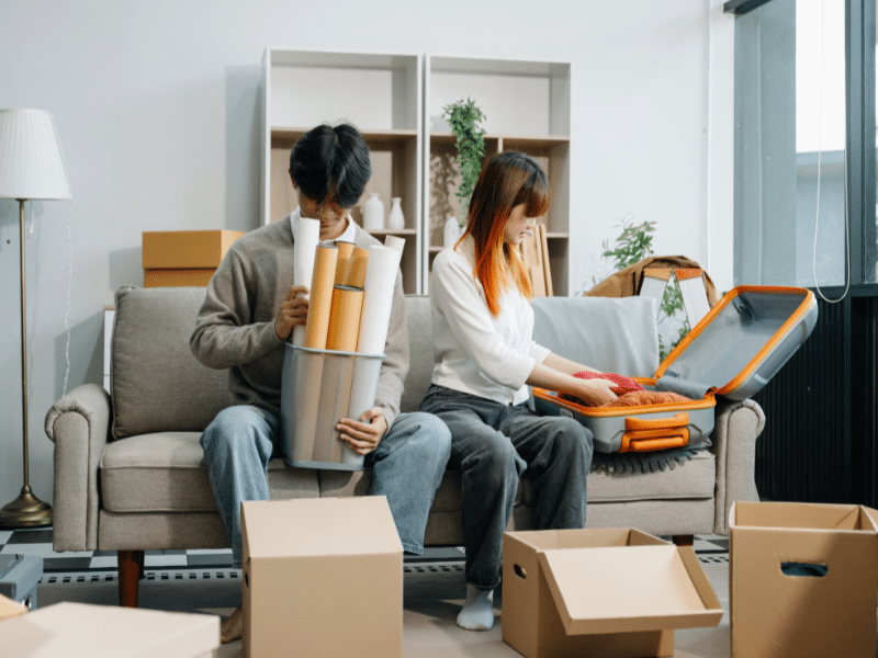 couple unpacking after a move