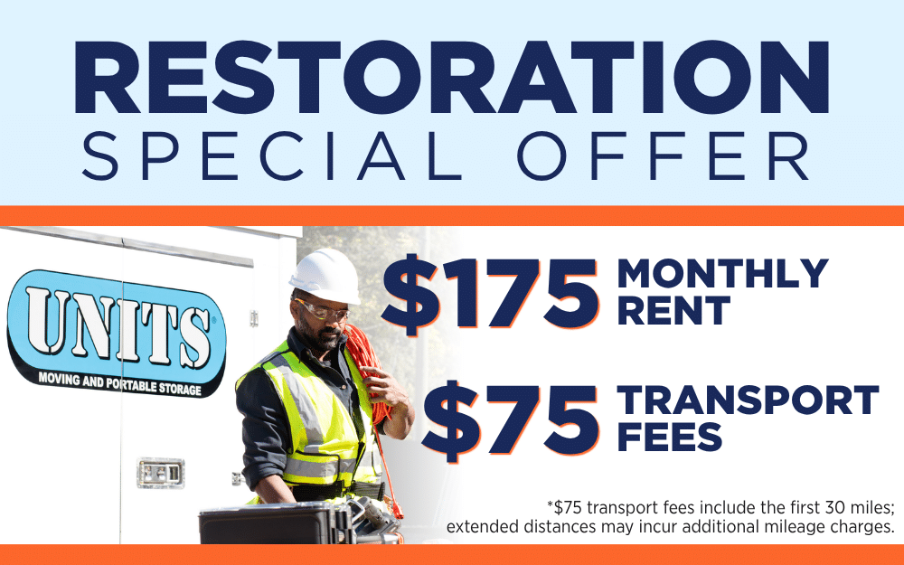 Restoration Special Offer, $175 Monthly Rent, $75 transport fees