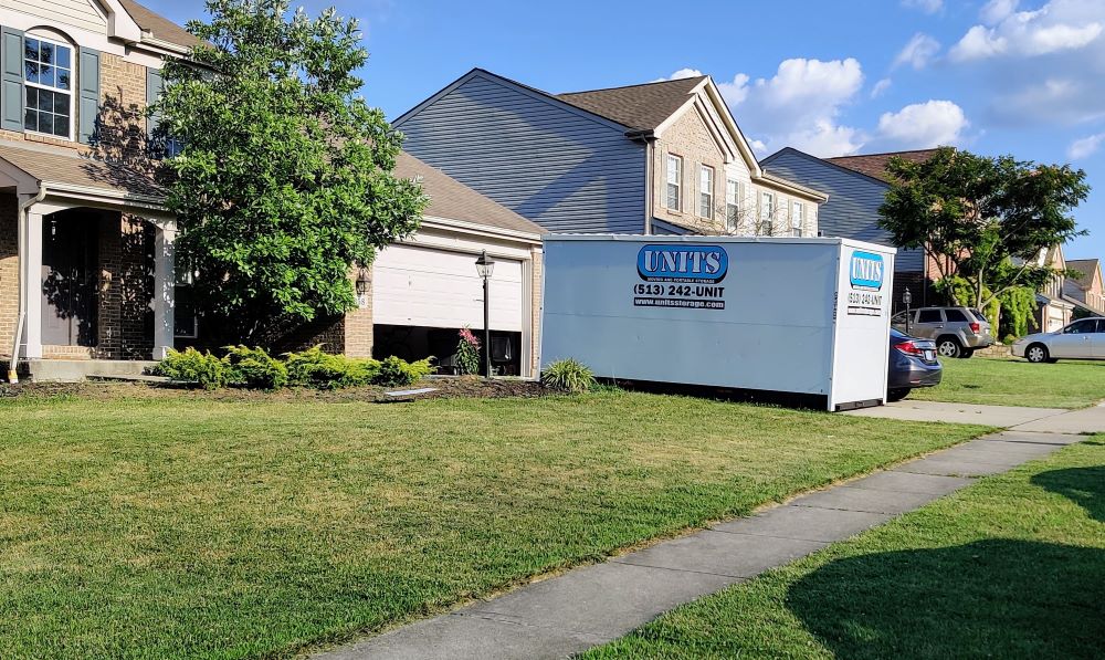 Portable Storage Container from UNITS® of Cincinnati in front of home