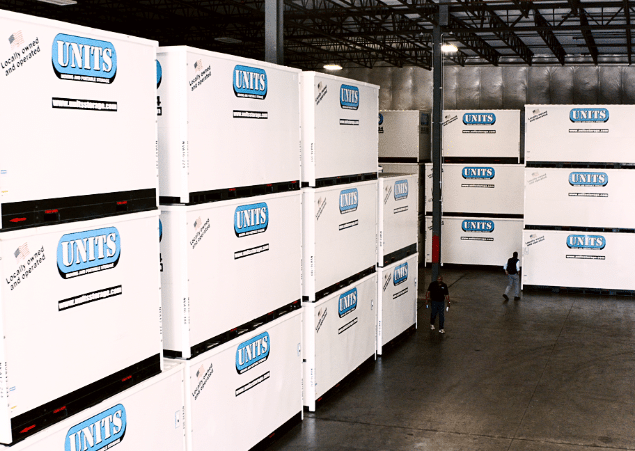 storage UNITS packed three high in the connecticut warehouse