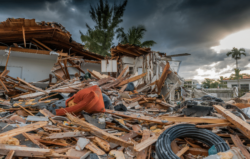 A house after being hit by a hurricane.