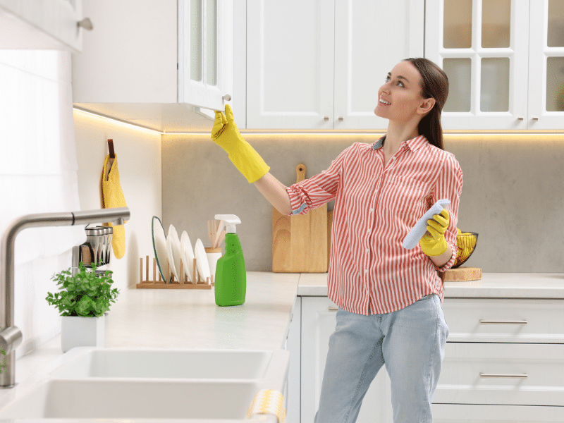 a woman Spring Cleaning