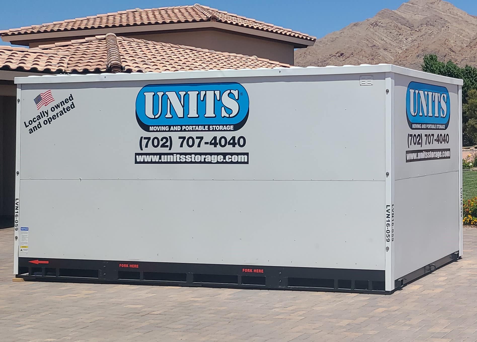 Portable Storage Container in a driveway in Las Vegas Nevada