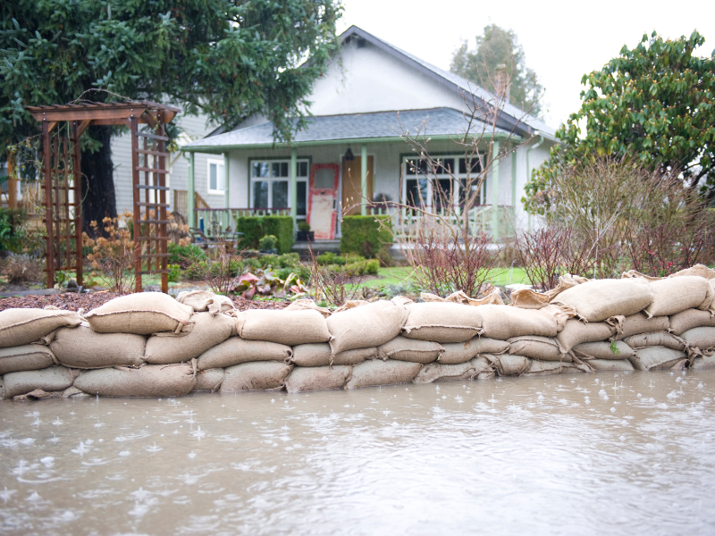 Flooding around a home