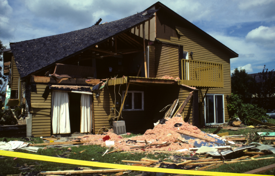 Home destroyed by a tornado.