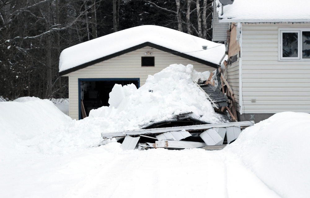 A house after being hit by a snowstorm.