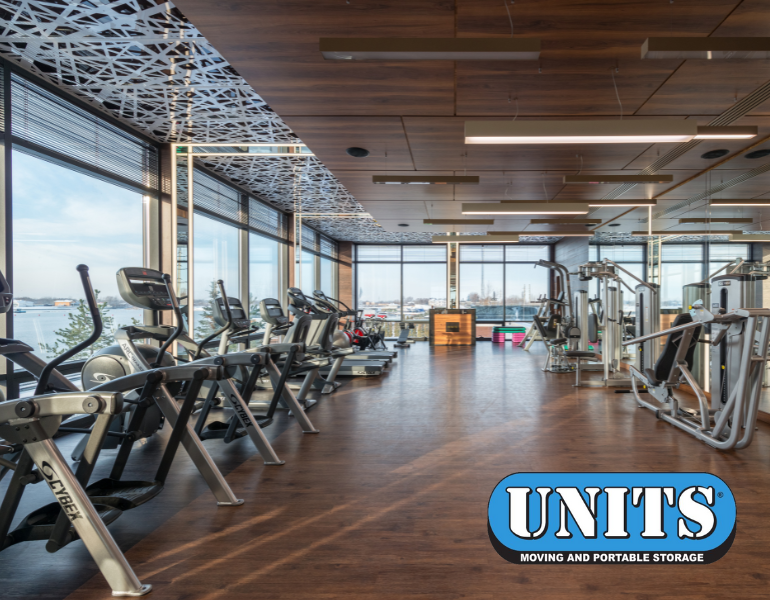 a gym with UNITS logo