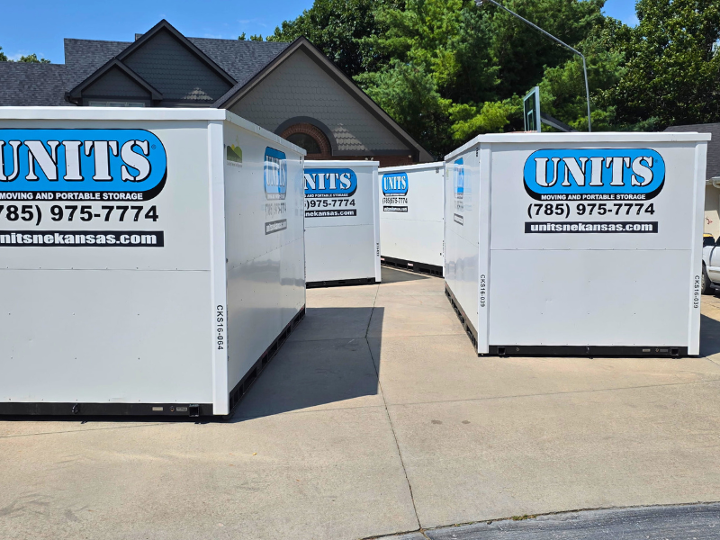 UNITS NE Kansas portable storage containers in driveway