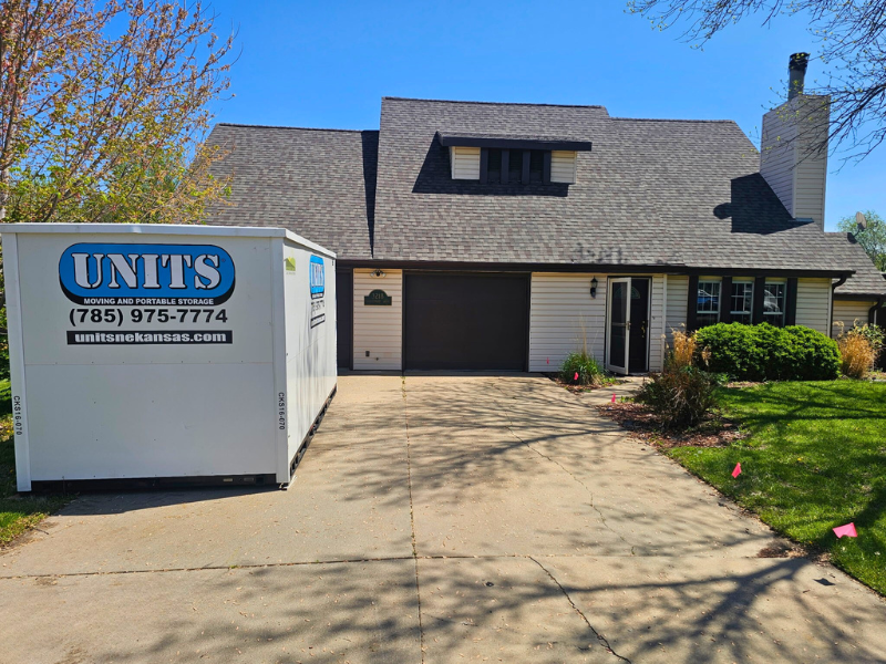 UNITS NE Kansas portable storage container in a driveway