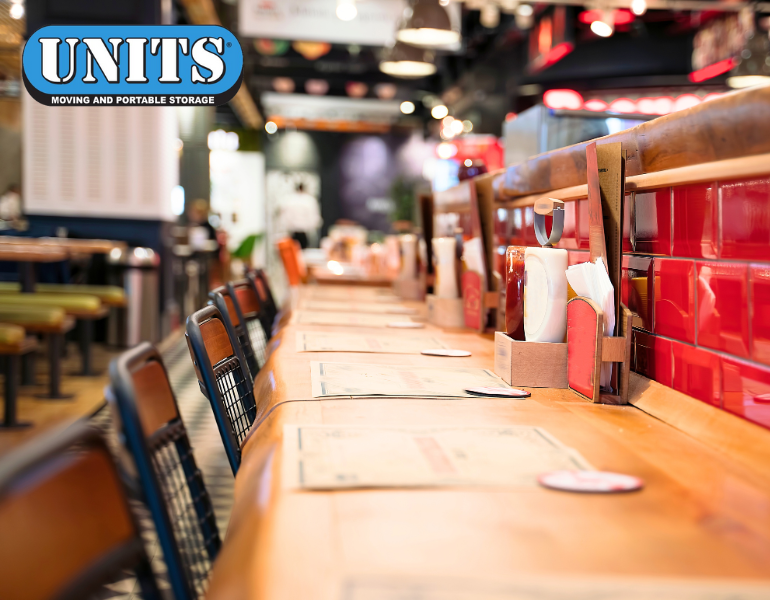a pic of a restaurant and units logo