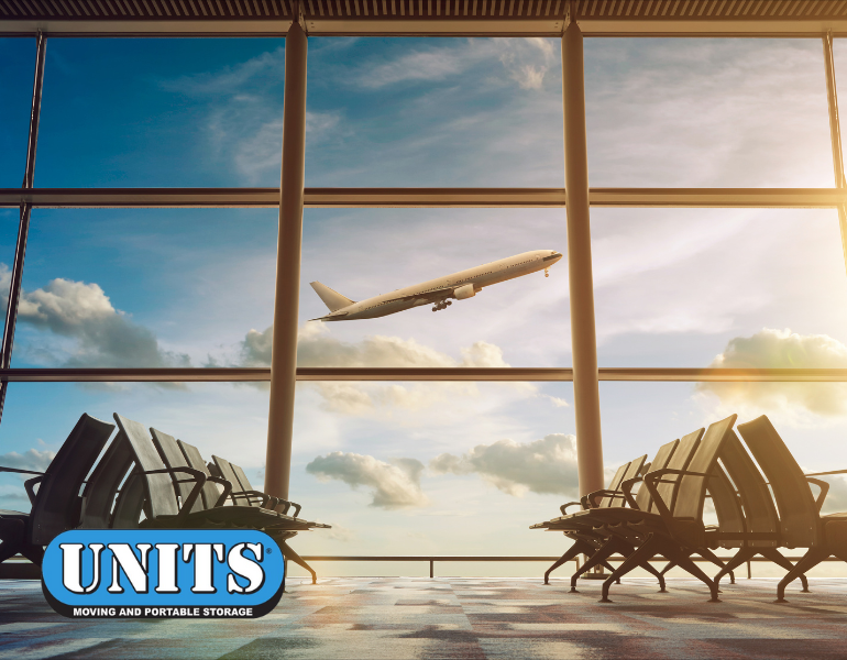 a pic of an airplane and units logo
