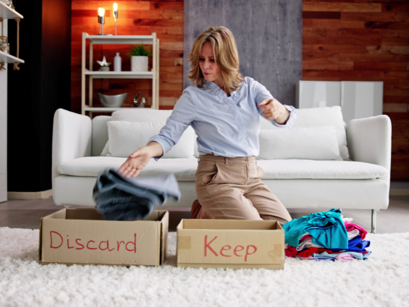 Woman beginning her Winter Decluttering