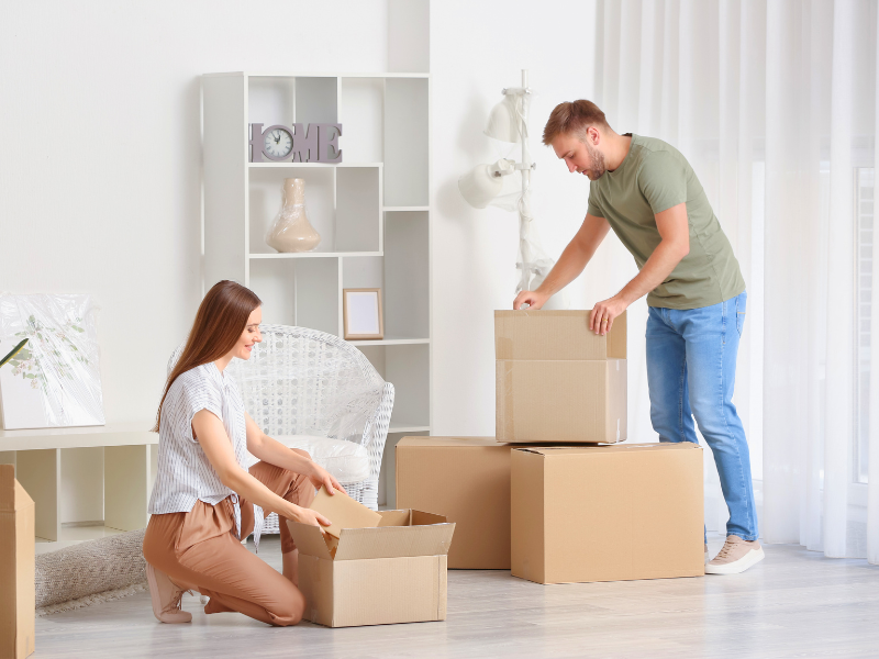 couple unpacking after a move