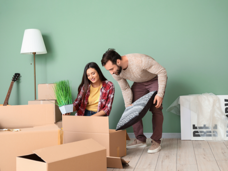 couple packing for a move