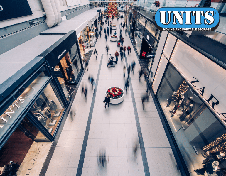 a pic of a mall and units logo