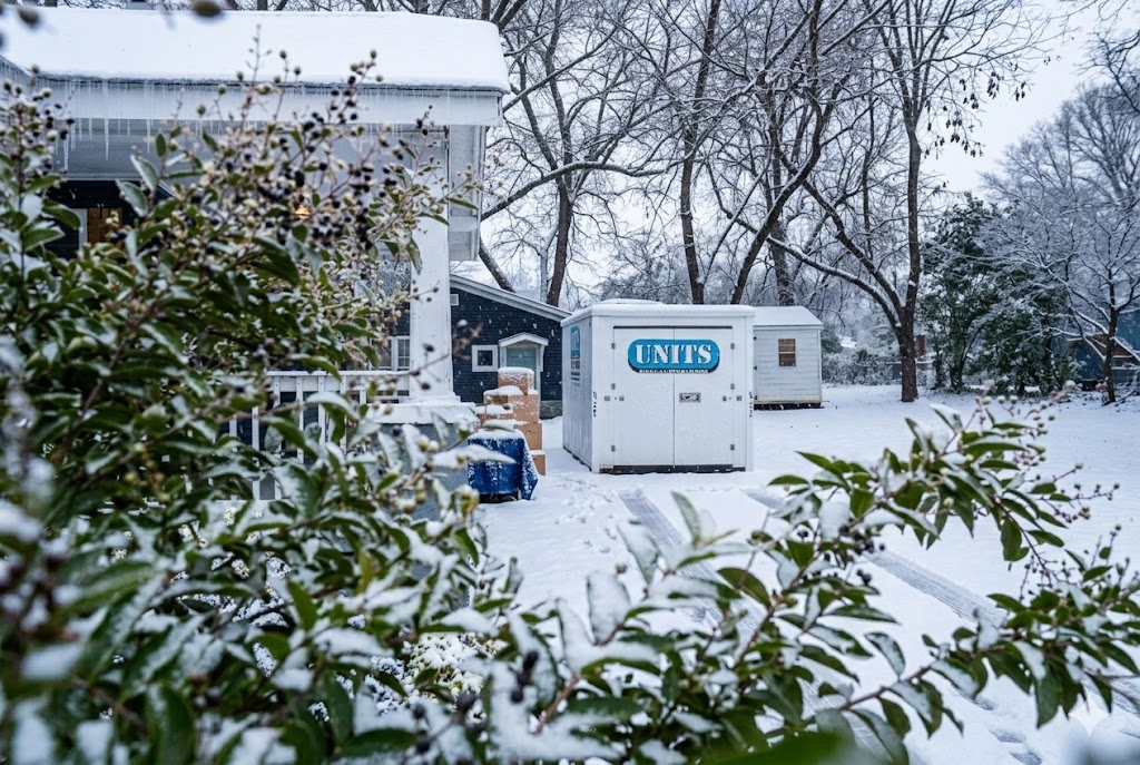portable storage container outside during the winter storage solution