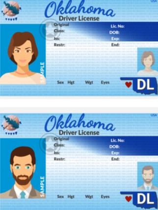 Examples of an Oklahoma drivers license.
