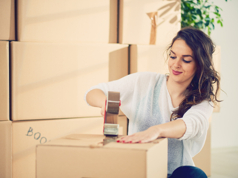 woman packing for her move