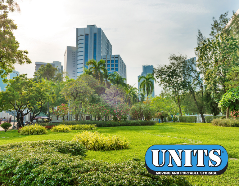 a park with UNITS logo