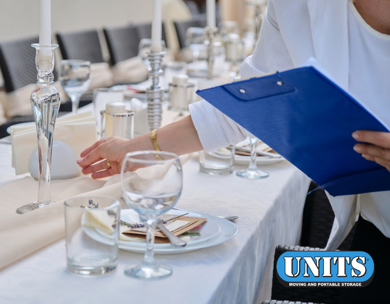 person setting a table with UNITS logo