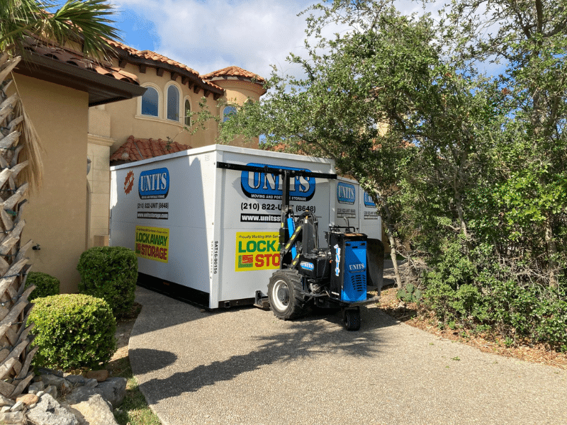 UNITS Moving and Portable Storage of San Antonio containers in a driveway.