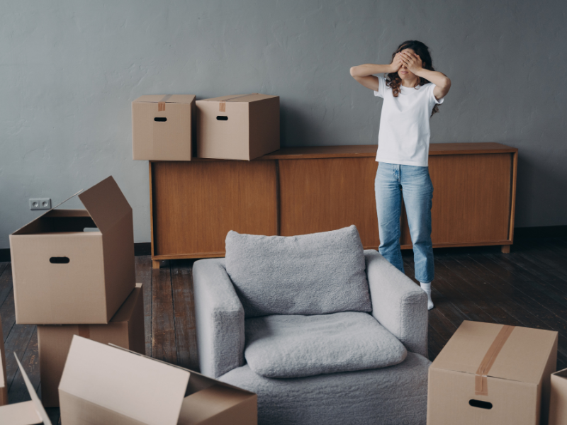 a woman upset after making Packing Mistakes