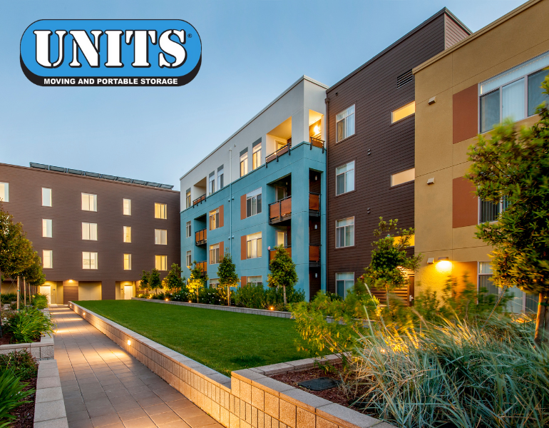 picture of apartment complex with UNITS logo