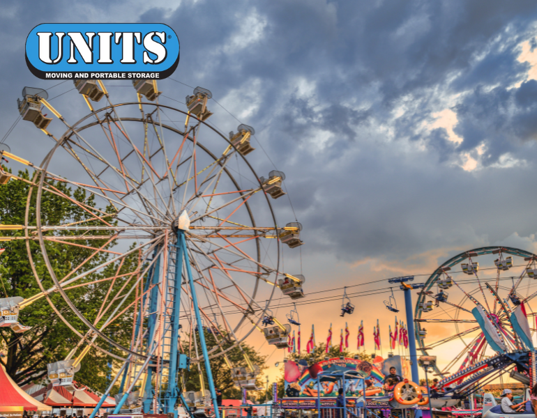 a pic of ferris wheel and units logo