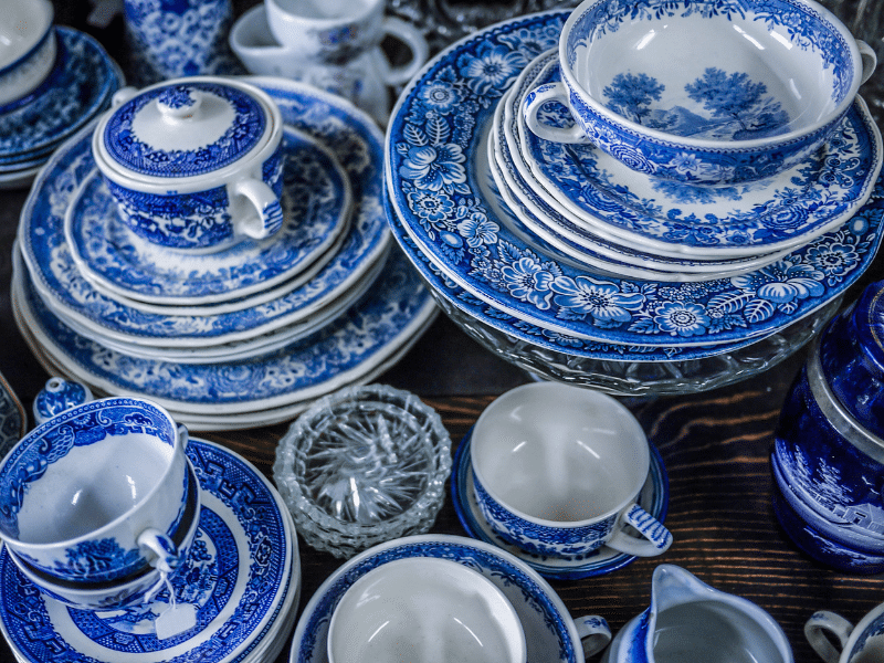 Blue fine china.