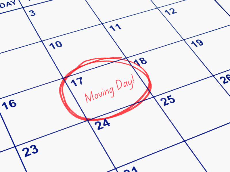 moving date marked off on calendar