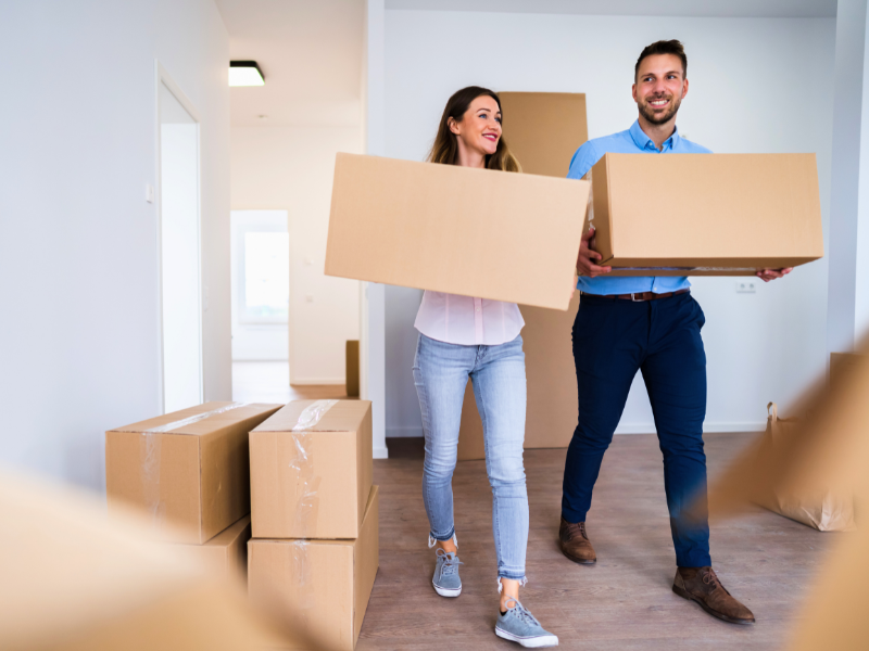 couple in the middle of their summer relocation