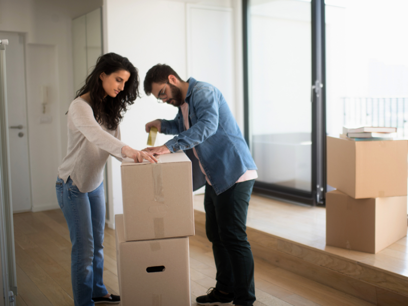 Couple Moving in the Winter