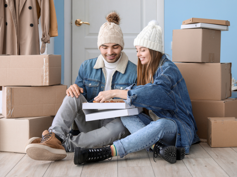 couple in the middle of Winter Moving