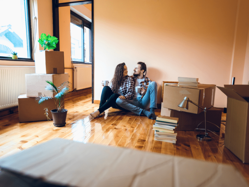 couple in the middle of moving into a new home