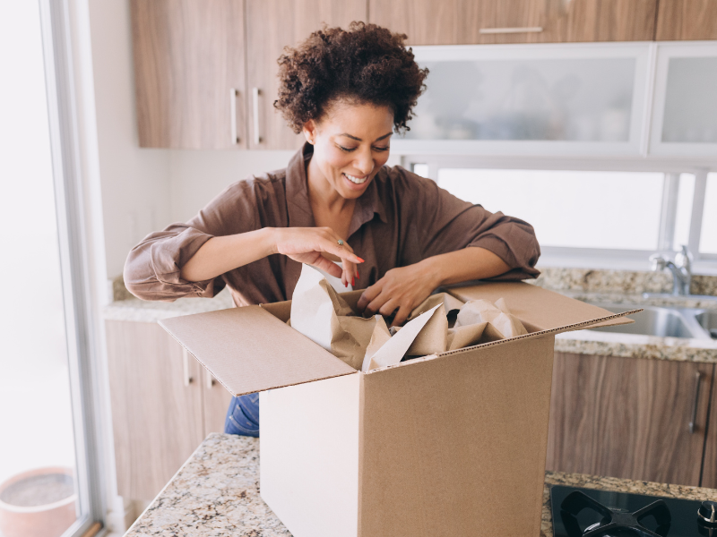 woman packing for a move